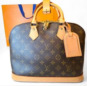 Louis Vuitton Alma PM Satchel Bag Brown Monogram Hand Bag